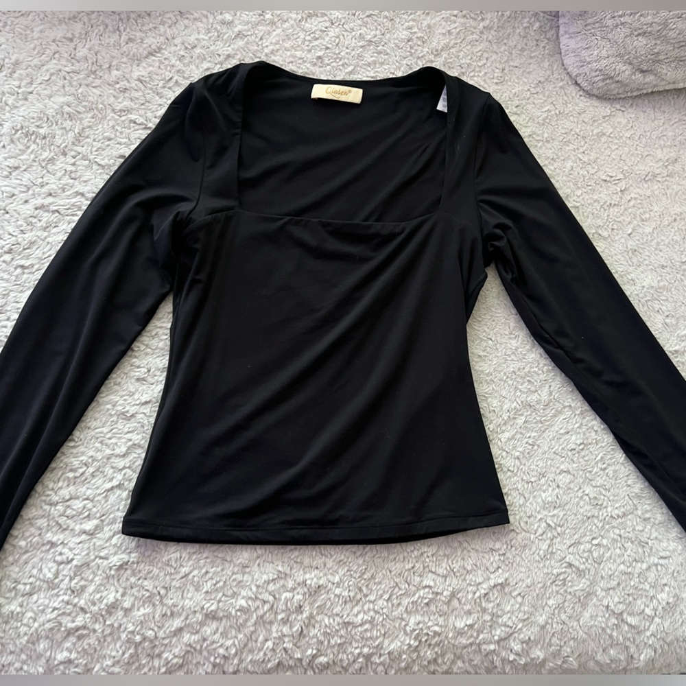 QINSEN Womens black long sleeve